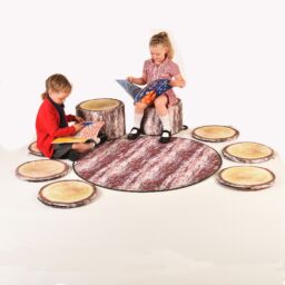 Forest School: Log Slice Padded Sit Pads (400mm diameter x 25mm thick) (Set of 6)