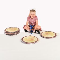 Forest School: Log Slice Padded Sit Pads (400mm diameter x 25mm thick) (Set of 6)
