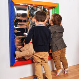 Sensory Mirror (Safety plastic)(840mm sq.) with wipe clean soft frame